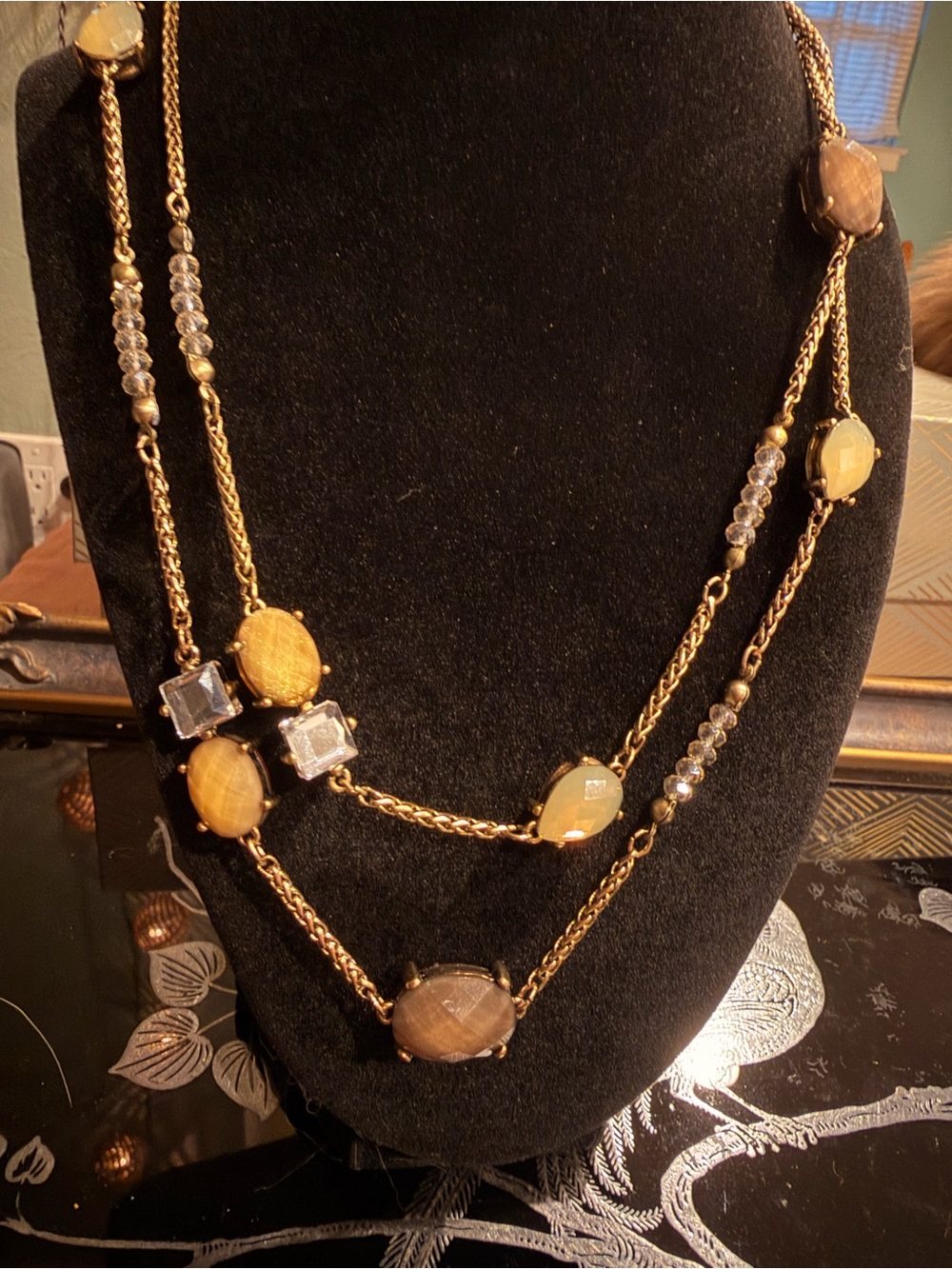 Ann Taylor Loft gold-Tone Multi Strand Yellow Gemstone Necklace